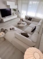 أريكة زاوية بتصميم U, أريكة مريحة, أثاث حديث, تصميم عصري, لمسة كتان