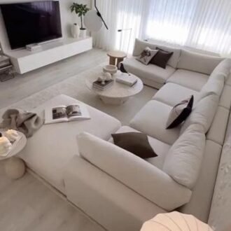 أريكة زاوية بتصميم U, أريكة مريحة, أثاث حديث, تصميم عصري, لمسة كتان