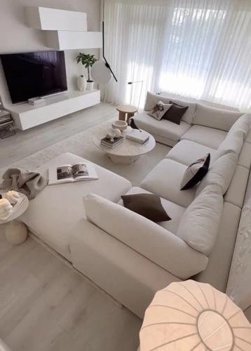 أريكة زاوية بتصميم U, أريكة مريحة, أثاث حديث, تصميم عصري, لمسة كتان